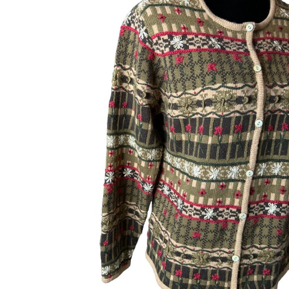 Rebecca Malone Sweater Womens Petite Medium Knit Button Front Cardigan Wool Blen - Picture 2 of 14
